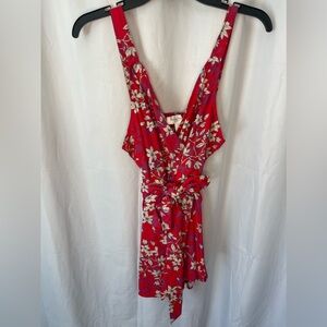 Motherhood maternity Red Floral Tank Top, Tie Waist, Medium NWT